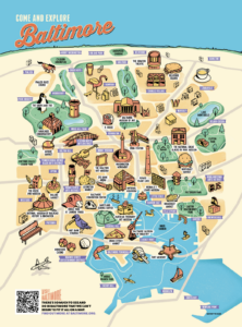 Stylized map of Baltimore neighborhoods