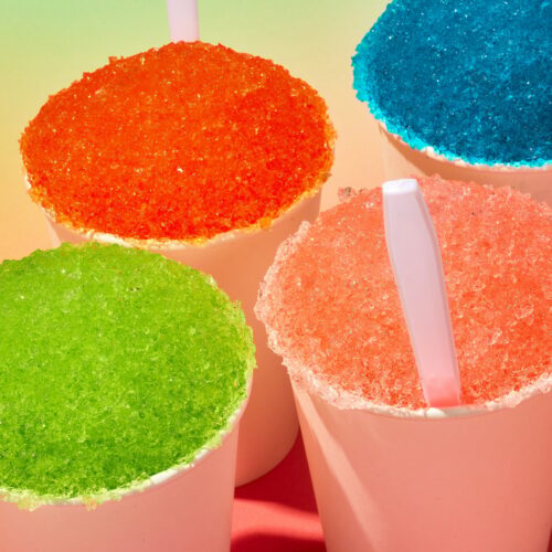 colorful rainbow snowballs